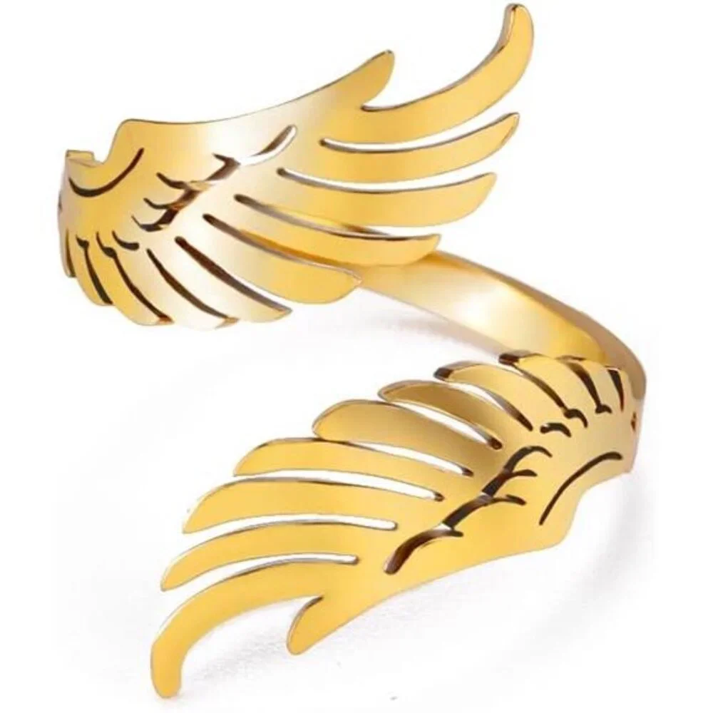 Dreamtimes Open Ring with Flying Angel Wings for Women and Men Adjustable
